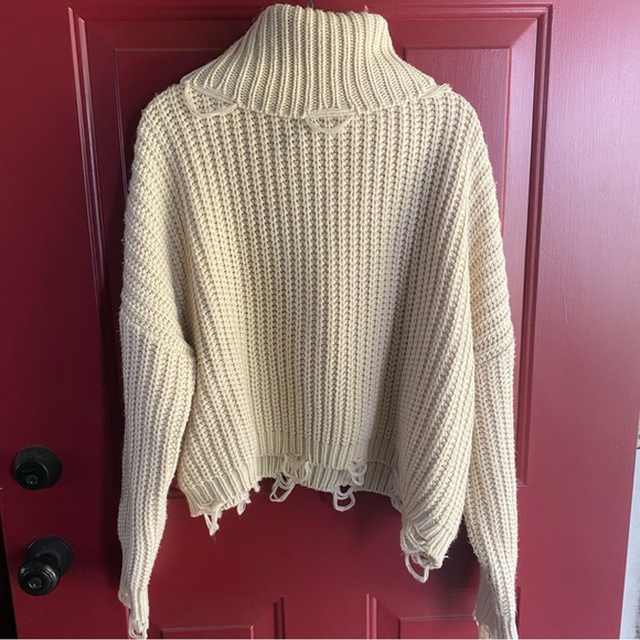 Oversized Knit Distressed Sweater - Picture 1 of 6